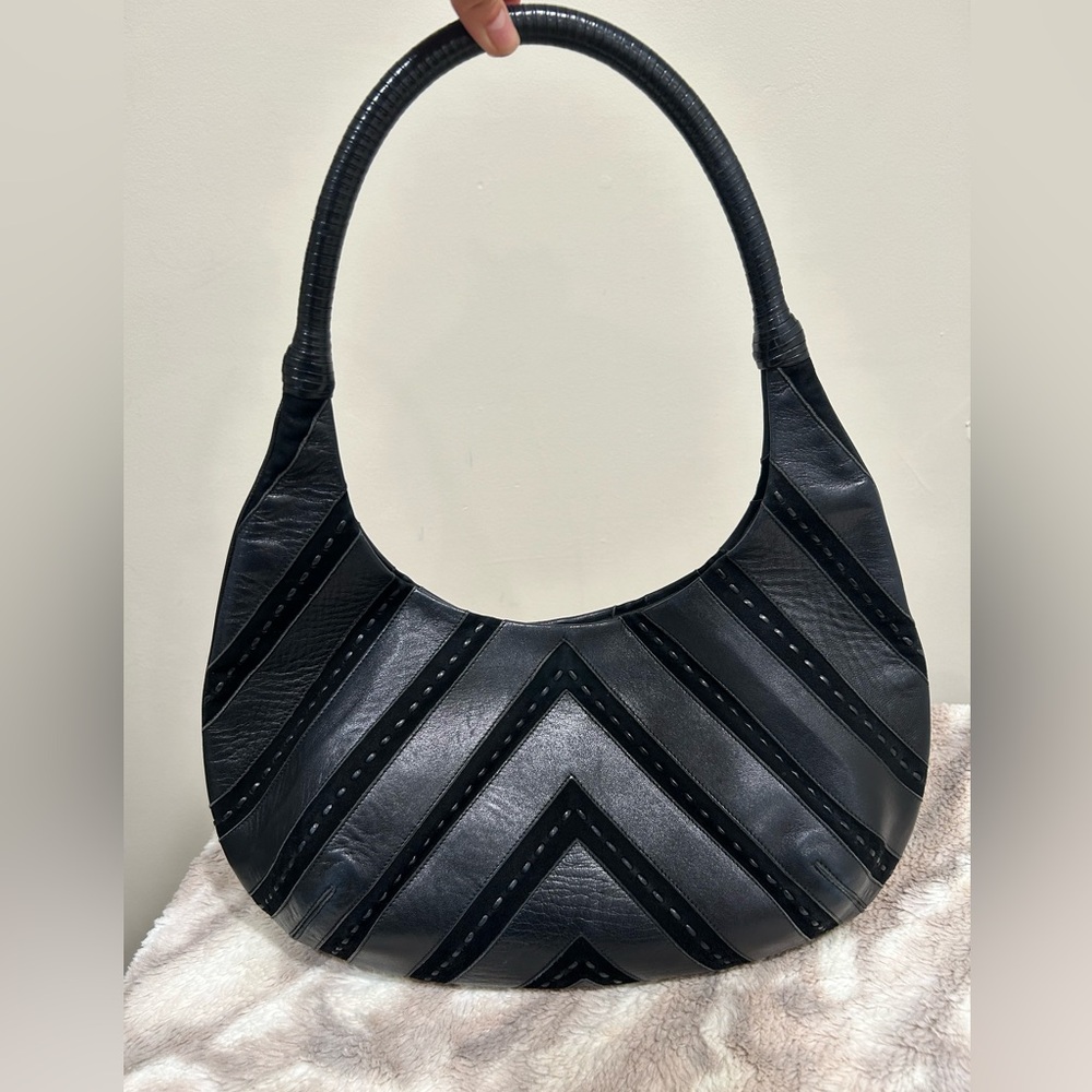 Salvatore Ferragamo leather and suede hobo shoulder bag - Picture 1 of 9